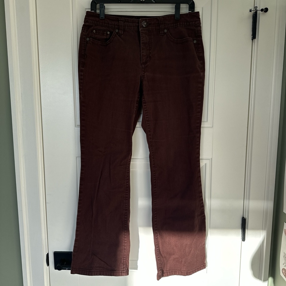 Burgundy Mid-Rise Bootcut Jeans